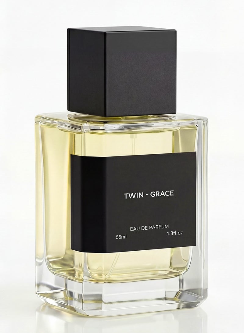 توين عطر جريس للجنسين، ماء عطر 55 مل، يدوم طويلاً بنفحات حمضية وزهرية وخشبية، عطر راقٍ وعصري مناسب للاستخدام اليومي للرجال والنساء - Image 1